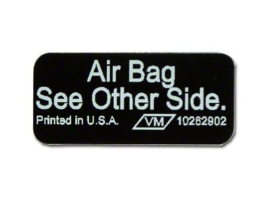 1990-1996 Corvette Sunvisor Air Bag Warning Label