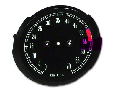 Tachometer Face; 5300 RPM Redline (65-67 Corvette C2)