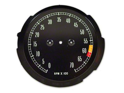 Tachometer Face; 6000 RPM Redline (65-67 Corvette C2)