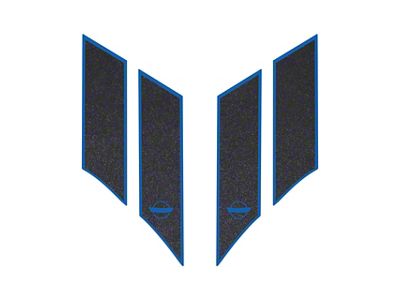 Two-Tone Grand Sport Styled Fender Stripes with Crossed Flags Silhouette Cutout; Matte Blue / Gloss Carbon Flash Metallic; Driver and Passenger Side (84-96 Corvette C4)