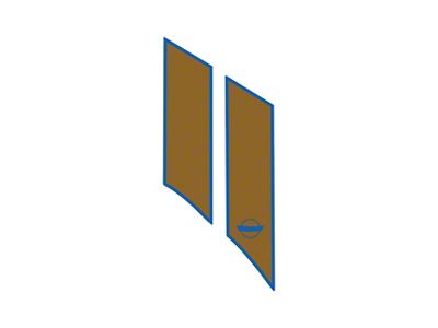 Two-Tone Grand Sport Styled Fender Stripes with Crossed Flags Silhouette Cutout; Matte Blue / Matte Metallic Gold; Driver Side (84-96 Corvette C4)
