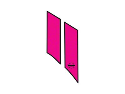 Two-Tone Grand Sport Styled Fender Stripes with Crossed Flags Silhouette Cutout; Matte Black / Gloss Pink; Driver Side (84-96 Corvette C4)
