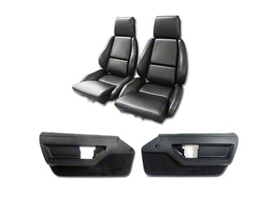 Vinyl Mounted Seats and Door Panel Interior Package; Black with Perforated Inserts (86-88 Corvette C4 Convertible)