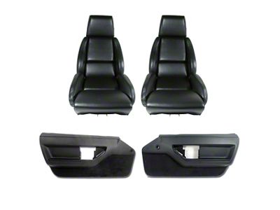 Vinyl Mounted Seats and Door Panel Interior Package; Black with Solid Inserts (84-88 Corvette C4 Coupe)