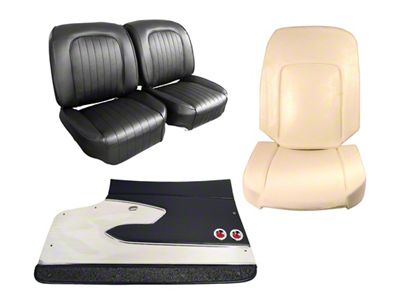 Vinyl Seat Upholstery, Seat Foam and Deluxe Door Panel Interior Package; Black (1960 Corvette C1)