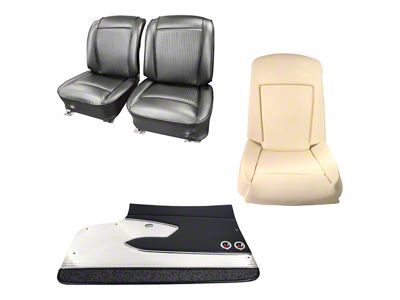 Vinyl Seat Upholstery, Seat Foam and Deluxe Door Panel Interior Package; Black (1961 Corvette C1)