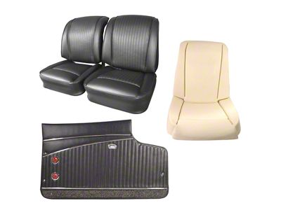 Vinyl Seat Upholstery, Seat Foam and Deluxe Door Panel Interior Package; Black (1962 Corvette C1)