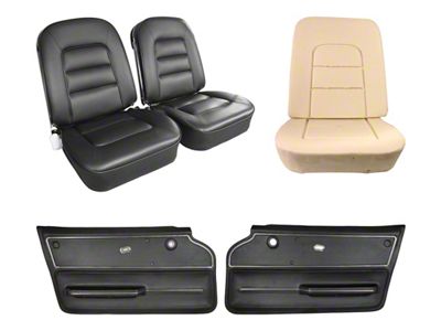 Vinyl Seat Upholstery, Seat Foam and Deluxe Door Panel Interior Package; Black (1965 Corvette C2 Coupe)