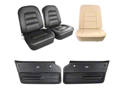 Vinyl Seat Upholstery, Seat Foam and Deluxe Door Panel Interior Package; Black (1965 Corvette C2 Convertible)