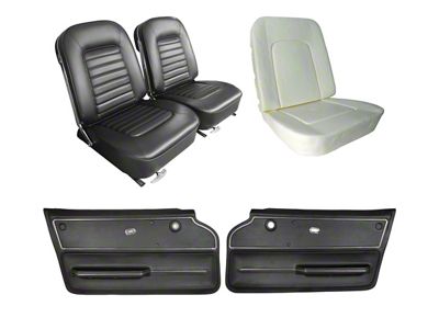 Vinyl Seat Upholstery, Seat Foam and Deluxe Door Panel Interior Package; Black (1966 Corvette C2 Coupe)