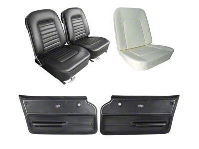 Vinyl Seat Upholstery, Seat Foam and Deluxe Door Panel Interior Package; Black (1966 Corvette C2 Convertible)