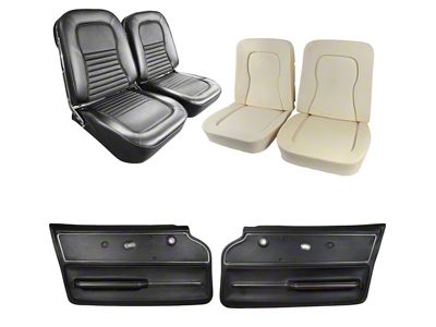 Vinyl Seat Upholstery, Seat Foam and Deluxe Door Panel Interior Package; Black (1967 Corvette C2 Coupe)