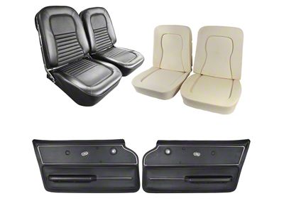 Vinyl Seat Upholstery, Seat Foam and Deluxe Door Panel Interior Package; Black (1967 Corvette C2 Couple)