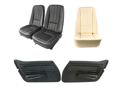 Vinyl Seat Upholstery, Seat Foam and Deluxe Door Panel Interior Package; Black (1969 Corvette C3)