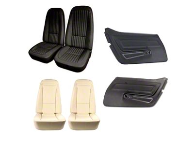Vinyl Seat Upholstery, Seat Foam and Deluxe Door Panel Interior Package; Black (1976 Corvette C3)