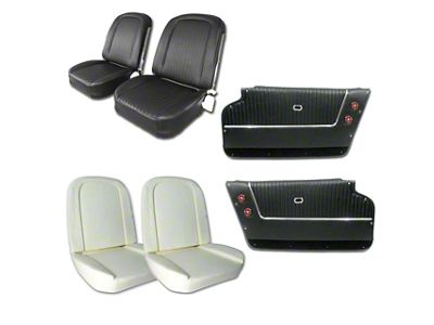 Vinyl Seat Upholstery, Seat Foam and Deluxe Door Panel Interior Package; Black (1963 Corvette C2 Coupe)