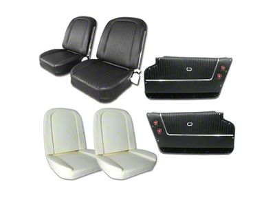 Vinyl Seat Upholstery, Seat Foam and Deluxe Door Panel Interior Package; Black (1963 Corvette C2 Convertible)