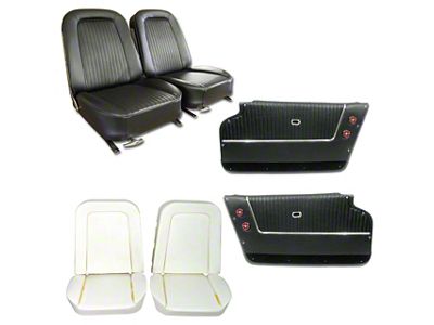 Vinyl Seat Upholstery, Seat Foam and Deluxe Door Panel Interior Package; Black (1964 Corvette C2 Coupe)