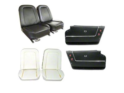 Vinyl Seat Upholstery, Seat Foam and Deluxe Door Panel Interior Package; Black (1964 Corvette C2 Convertible)