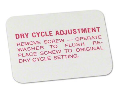 Washer Bottle Dry Cycle Adjust Decal (58-62 Corvette C1)