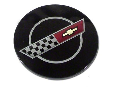 Wheel Center Cap with Logo; Black (84-85 Corvette C4)