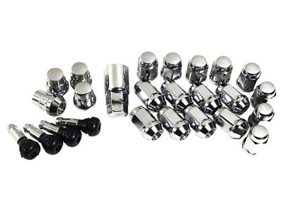 Wheel Lug Nuts, Locks and Valve Stems Kit; Chrome (84-96 Corvette C4)