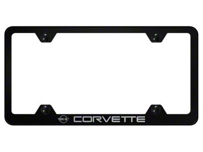1984-1996 Corvette Wide Body License Plate Frame with Laser Etched Logo - Black