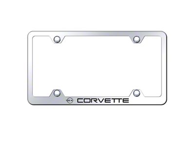 1984-1996 Corvette Wide Body License Plate Frame with Laser Etched Logo - Mirrored Chrome