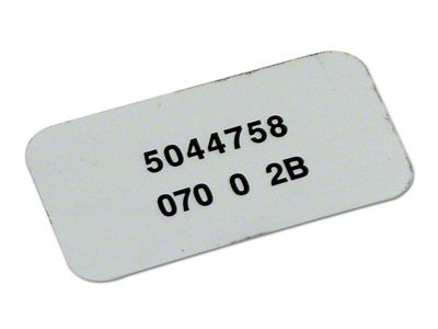 1970 Corvette Windshield Wiper Motor Label
