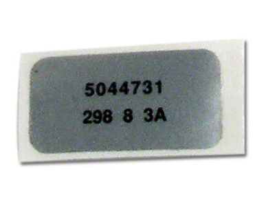 1969 Corvette Windshield Wiper Motor Label - June 10 1969