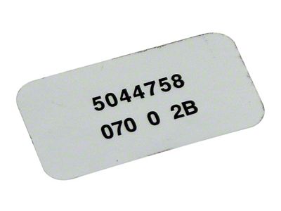 1970 Corvette Windshield Wiper Motor Label - June 23 1970