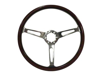 Wood Steering Wheel with Polished Spokes; Expresso Brown (68-82 Corvette C3)