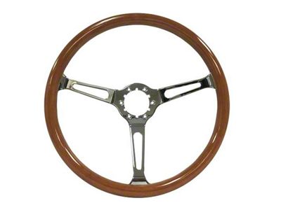 Wood Steering Wheel with Polished Spokes; Light (68-82 Corvette C3)