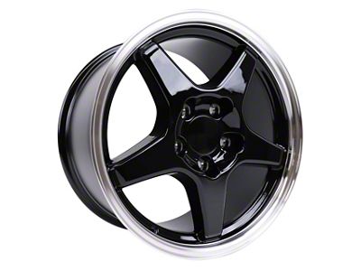 ZR1 Style Gloss Black with Machined Lip Wheel; 17x9.5; 56mm Offset (88-96 Corvette C4)