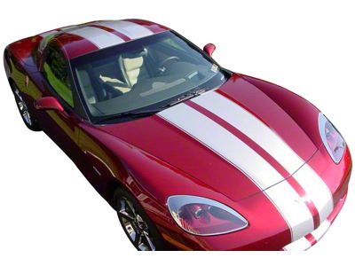Dual Two Tone Stripes with Pin Stripes; White/Matte Red (63-96 Corvette C2, C3 & C4)