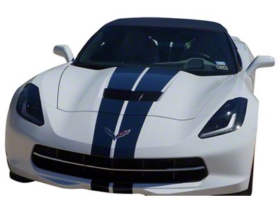 Front to Back Dual Stripes; Matte Black (63-96 Corvette C2, C3 & C4)