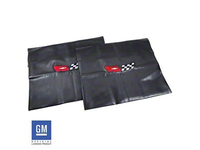 CA Embroidered T-Top Bags with 1982 Crossed Flags Logo; Black (68-82 Corvette C3)