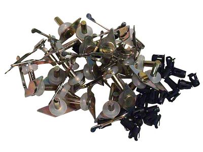 Grille and Nose Molding Clips and Retainers; 52-Pieces (1968 Mustang GT350, GT500)