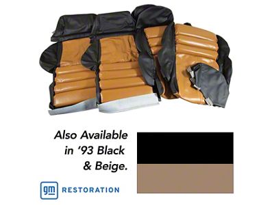 OE Spec Sport Two-Tone Leather Seat Upholstery; Black/Beige (1993 Corvette C4)