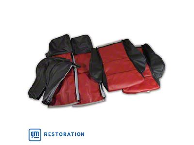 CA OE Spec Sport Two-Tone Leather Seat Upholstery; Black/Dark Red (84-88 Corvette C4)