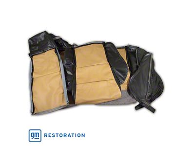 OE Spec Sport Two-Tone Leather Seat Upholstery; Black/Saddle (84-87 Corvette C4)