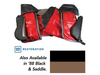 OE Spec Sport Two-Tone Leather Seat Upholstery; Black/Saddle (1988 Corvette C4)