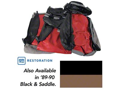 OE Spec Sport Two-Tone Leather Seat Upholstery; Black/Saddle (89-90 Corvette C4)