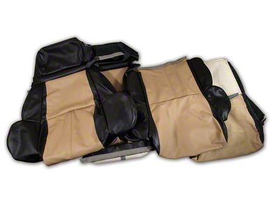 OE Spec Standard Two-Tone Leather Seat Upholstery; Black/Beige (89-92 Corvette C4)
