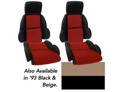 OE Spec Standard Two-Tone Leather Seat Upholstery; Black/Beige (1993 Corvette C4)