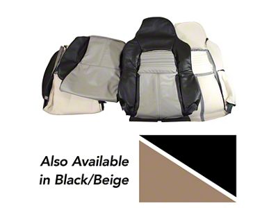 OE Spec Standard Two-Tone Leather Seat Upholstery; Black/Beige (94-96 Corvette C4)