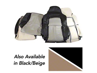 CA OE Spec Standard Two-Tone Leather Seat Upholstery; Black/Beige (94-96 Corvette C4)