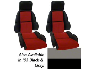 OE Spec Standard Two-Tone Leather Seat Upholstery; Black/Gray (1993 Corvette C4)