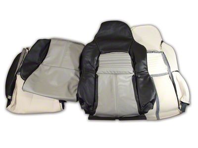 OE Spec Standard Two-Tone Leather Seat Upholstery; Black/Gray (94-96 Corvette C4)