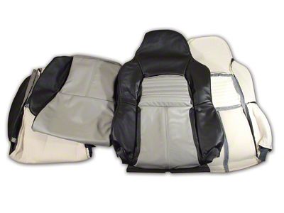 CA OE Spec Standard Two-Tone Leather Seat Upholstery; Black/Gray (94-96 Corvette C4)